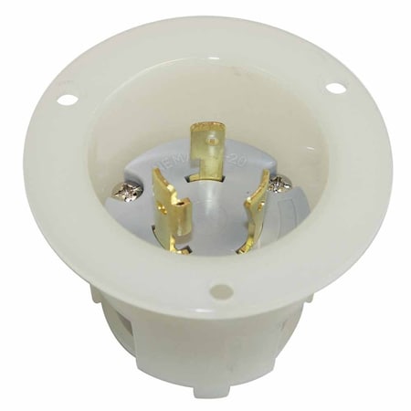 Superior Electric Locking Plug, L6-15P, 20 A, 250V AC, 2 Pole, White YGF176